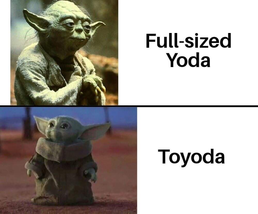 This meme is a comparison between two images of characters from the Star Wars franchise. The top image is of Yoda, a small, wise, and powerful Jedi Master, while the bottom image is of Baby Yoda, also known as "The Child," from the Disney+ series "The Mandalorian." The text "In a galaxy far, far away..." is often associated with Yoda, but in this meme, it's replaced with "In a toy store near you..."